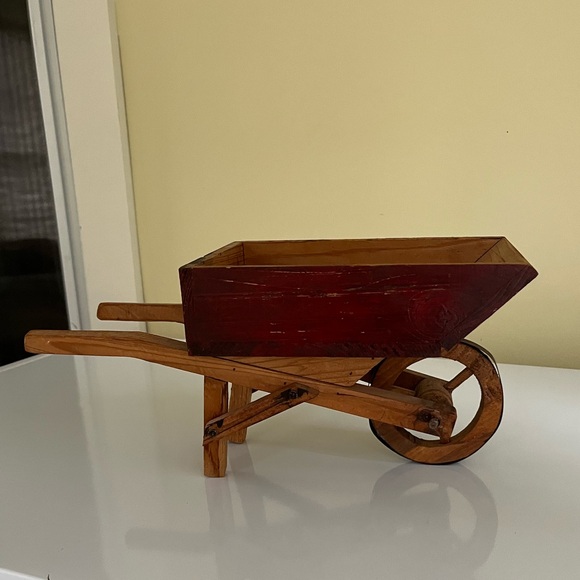 Vintage Rustic Decorative Handcrafted Wooden Wheelbarrow - Picture 3 of 7